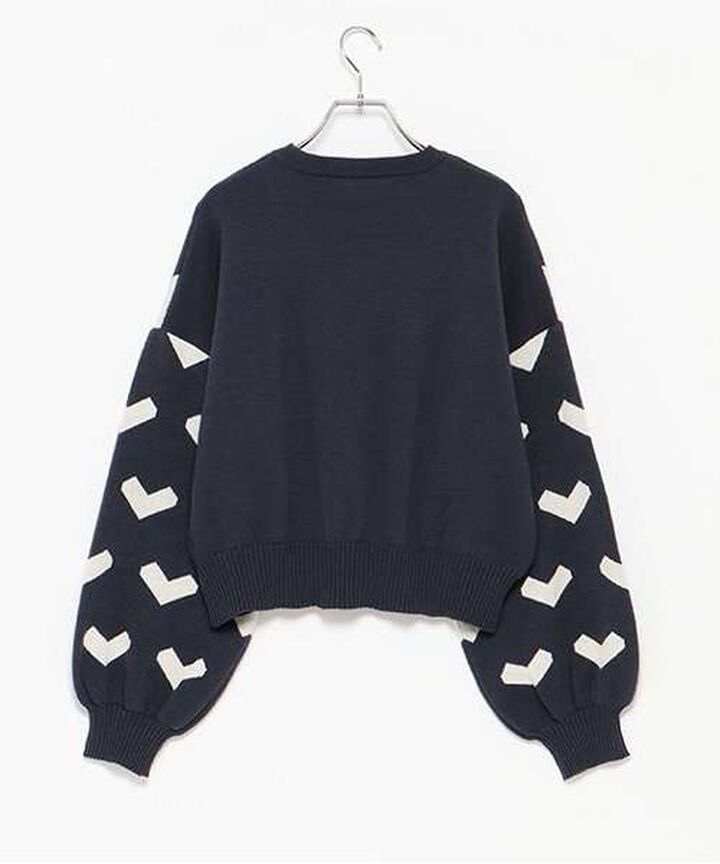 Heart Pattern Knit Pullover,Greige, medium image number 15