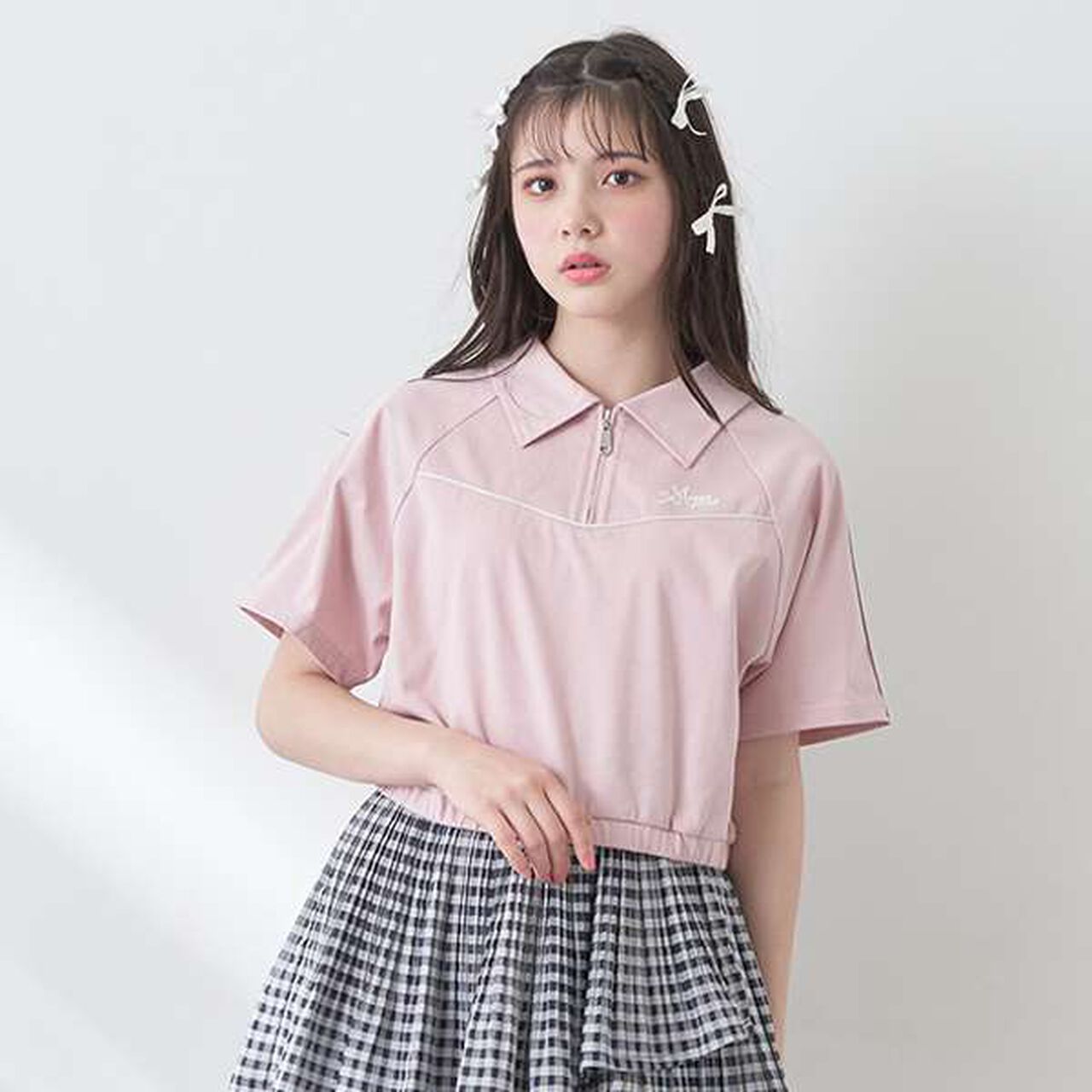 Lame Piping Half-Zip T-Shirt,Navy, large image number 18