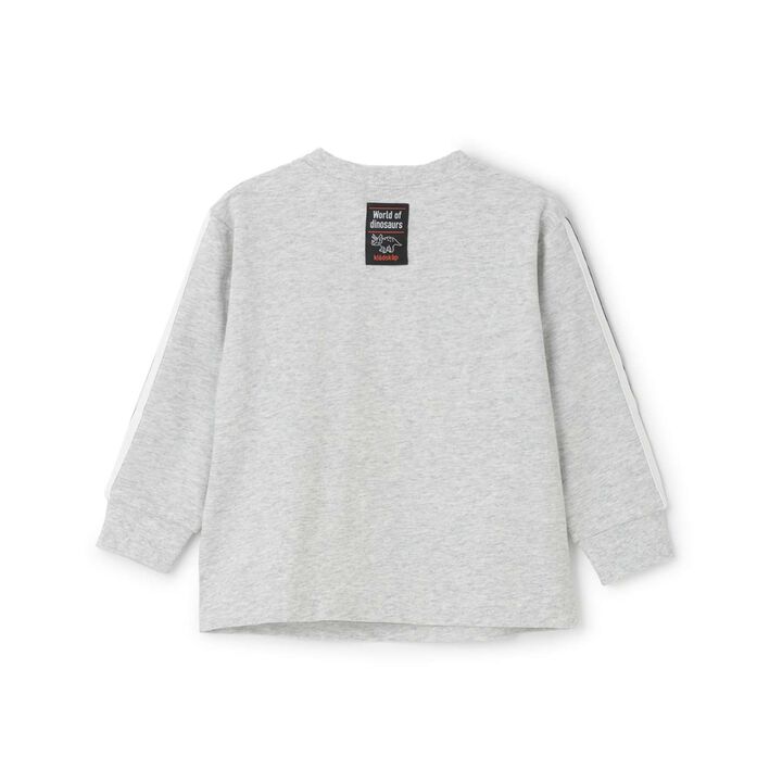 Dinosaur Appliqu&eacute; Sleeve Line Long-Sleeve T-Shirt,Top gray, medium image number 1