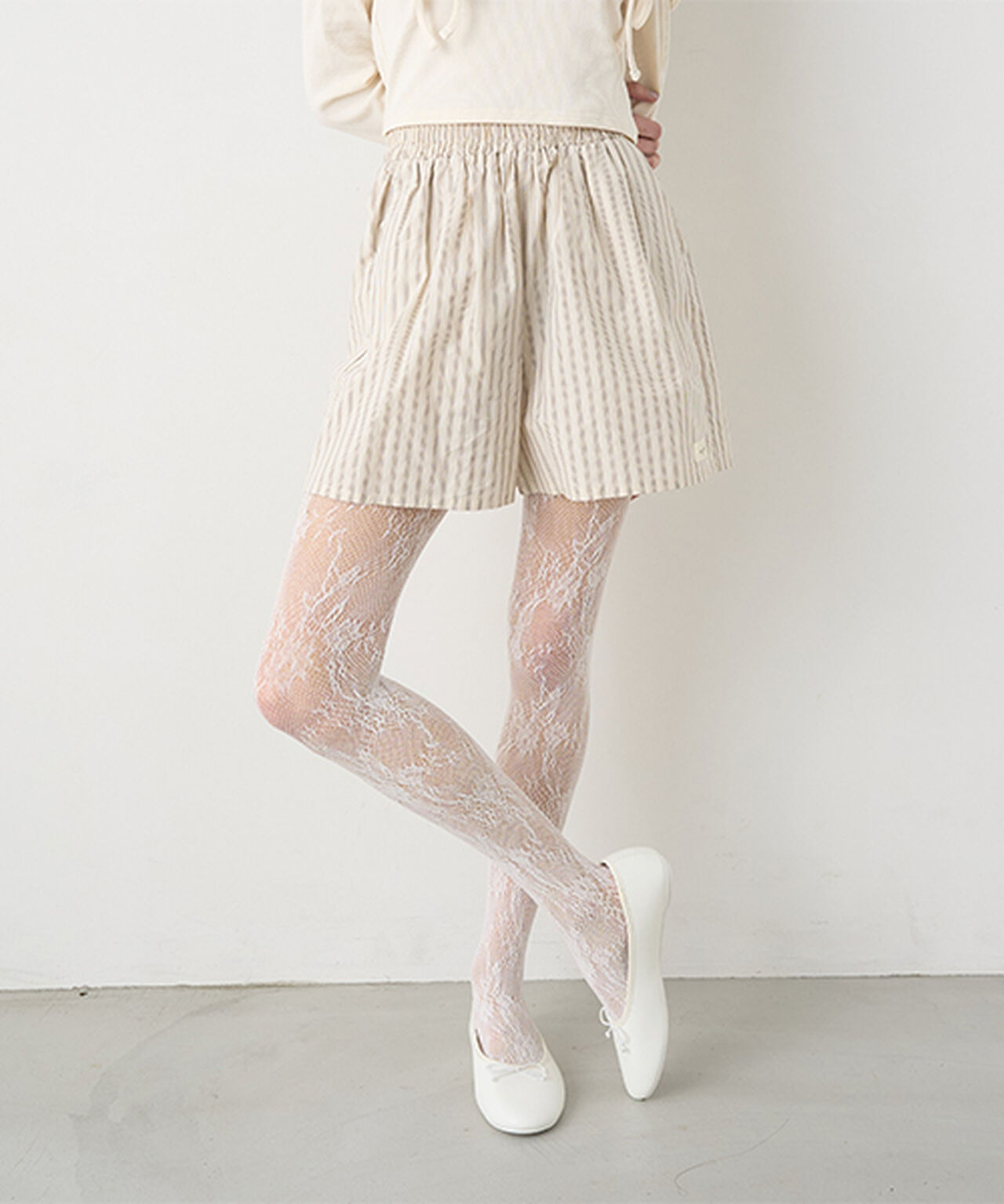 Stripe Shorts,Beige, large image number 0