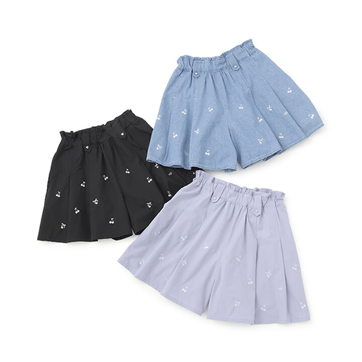 Functional Material Cherry Embroidery Culottes,Light blue, medium image number 5