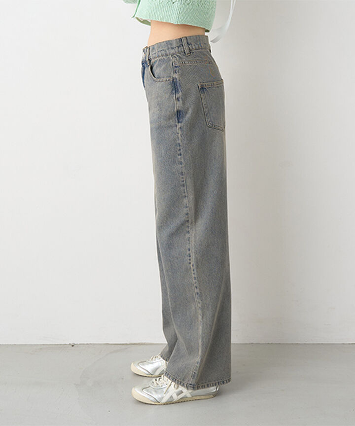 Wrap Denim Wide Pants,Navy, medium image number 18