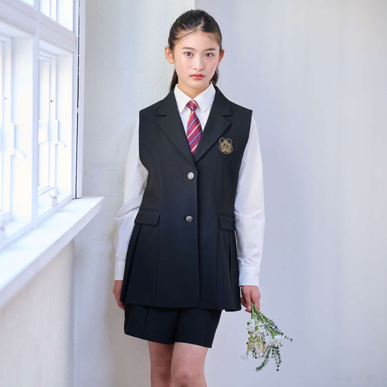 [Graduation Attire] [5-Piece Set] Gilet Jacket Coordination Set,Black, large image number 0