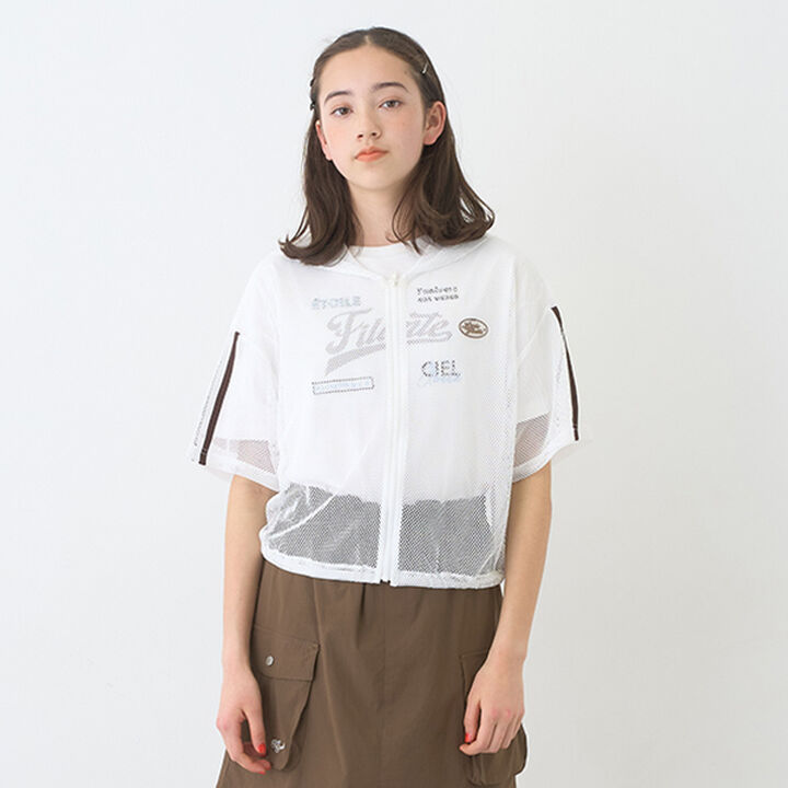 Mesh Short-Sleeve Logo Parka T-Shirt Set,Off white, medium image number 27