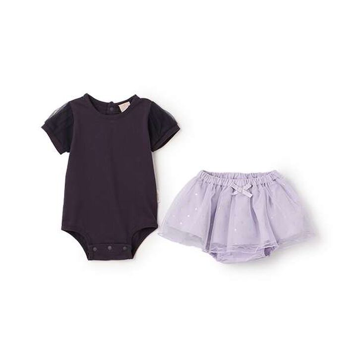 Tulle Sleeve Romper + Skirt with Shorts Set,, medium
