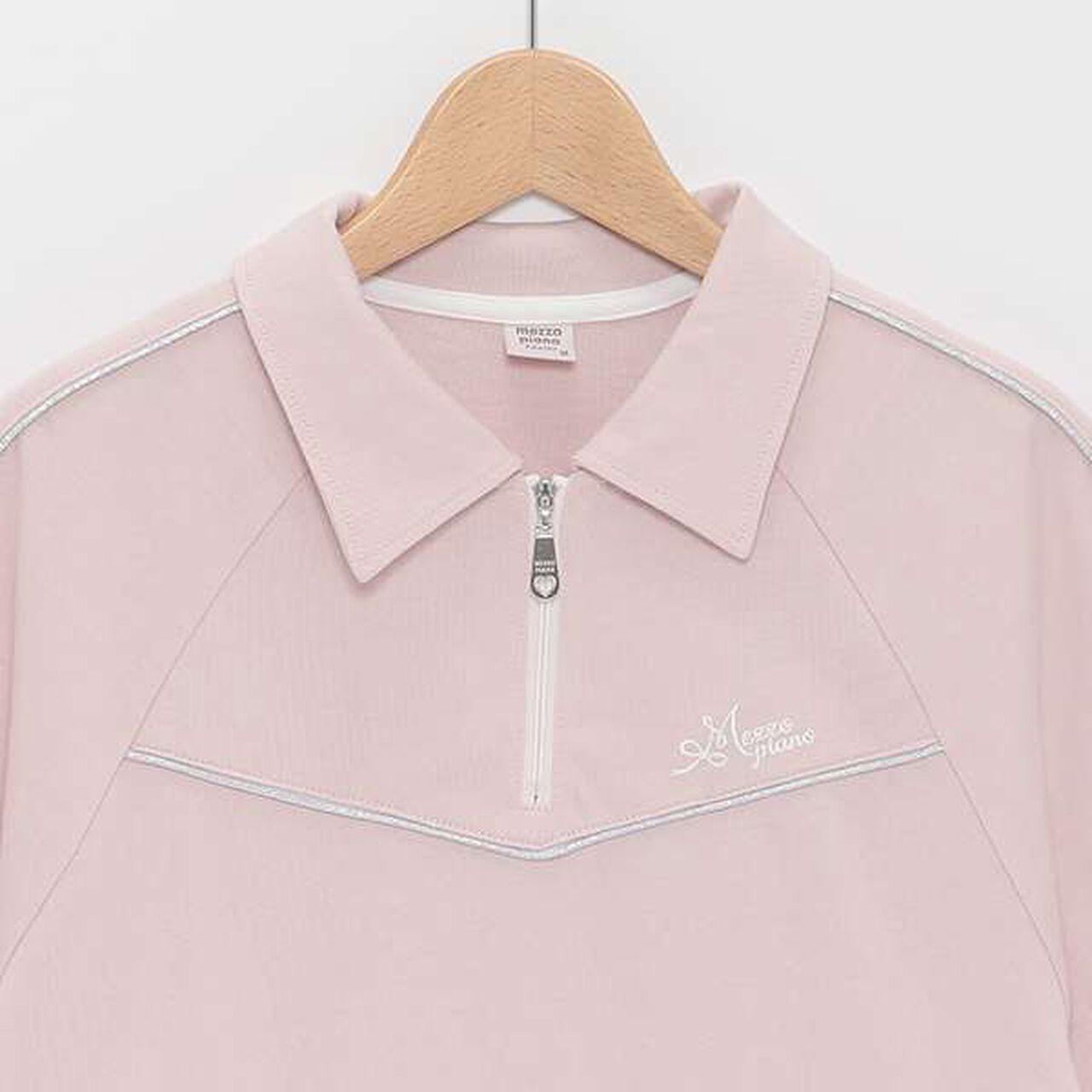 Lame Piping Half-Zip T-Shirt,Navy, large image number 10