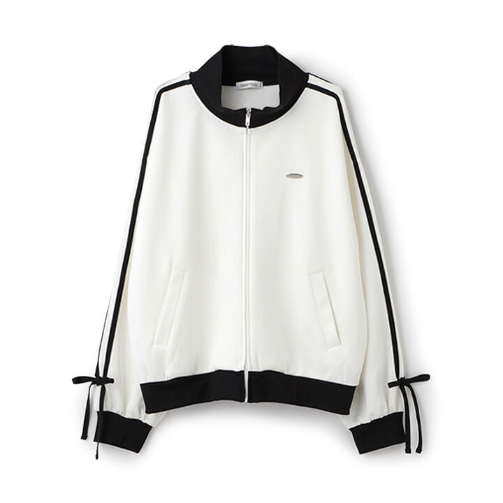 [Lovetoxic &times; PINK-latte Collaboration] Line Ribbon Track Jacket,Off white, medium image number 1