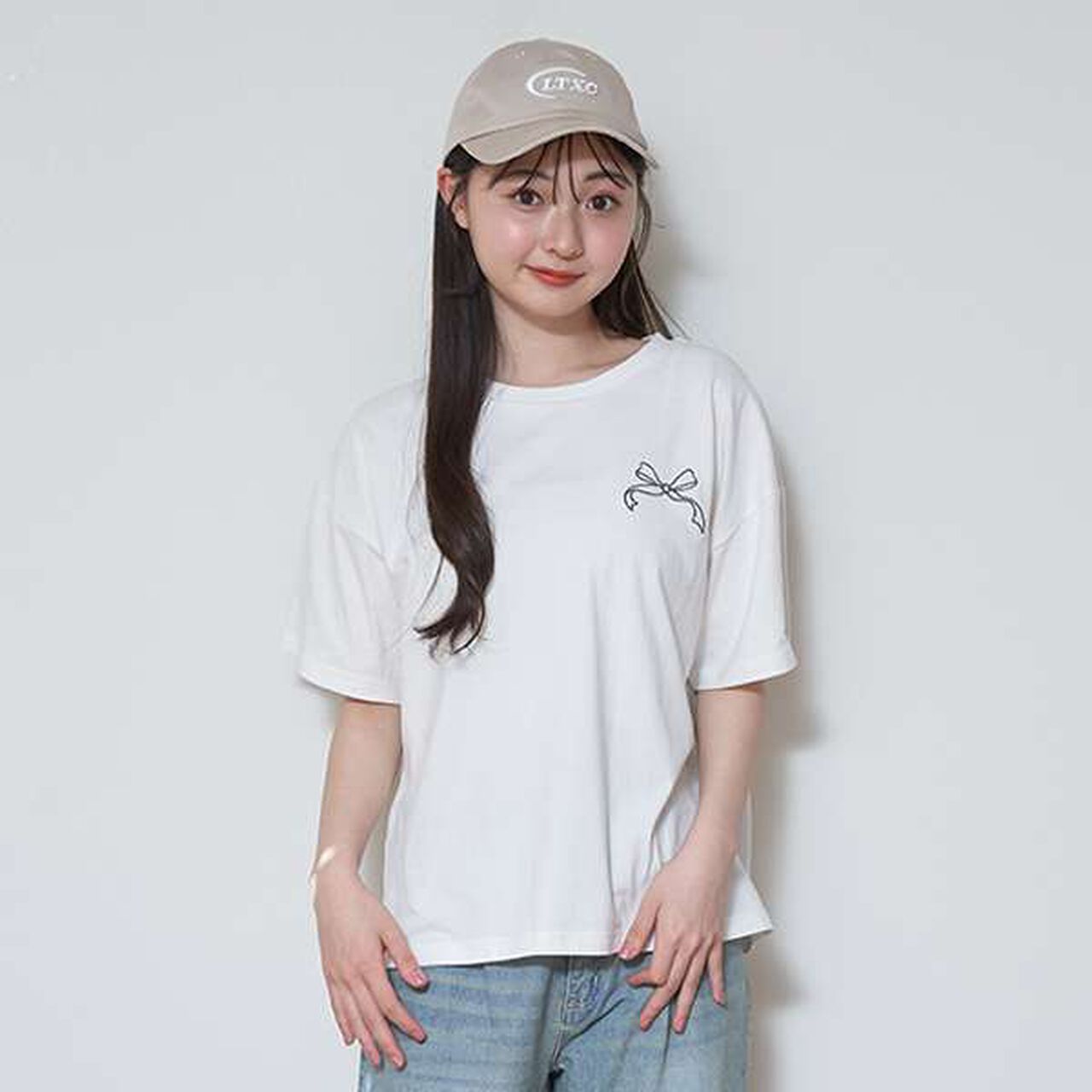 Ribbon Embroidered Half T-Shirt,Mocha tea, large image number 20