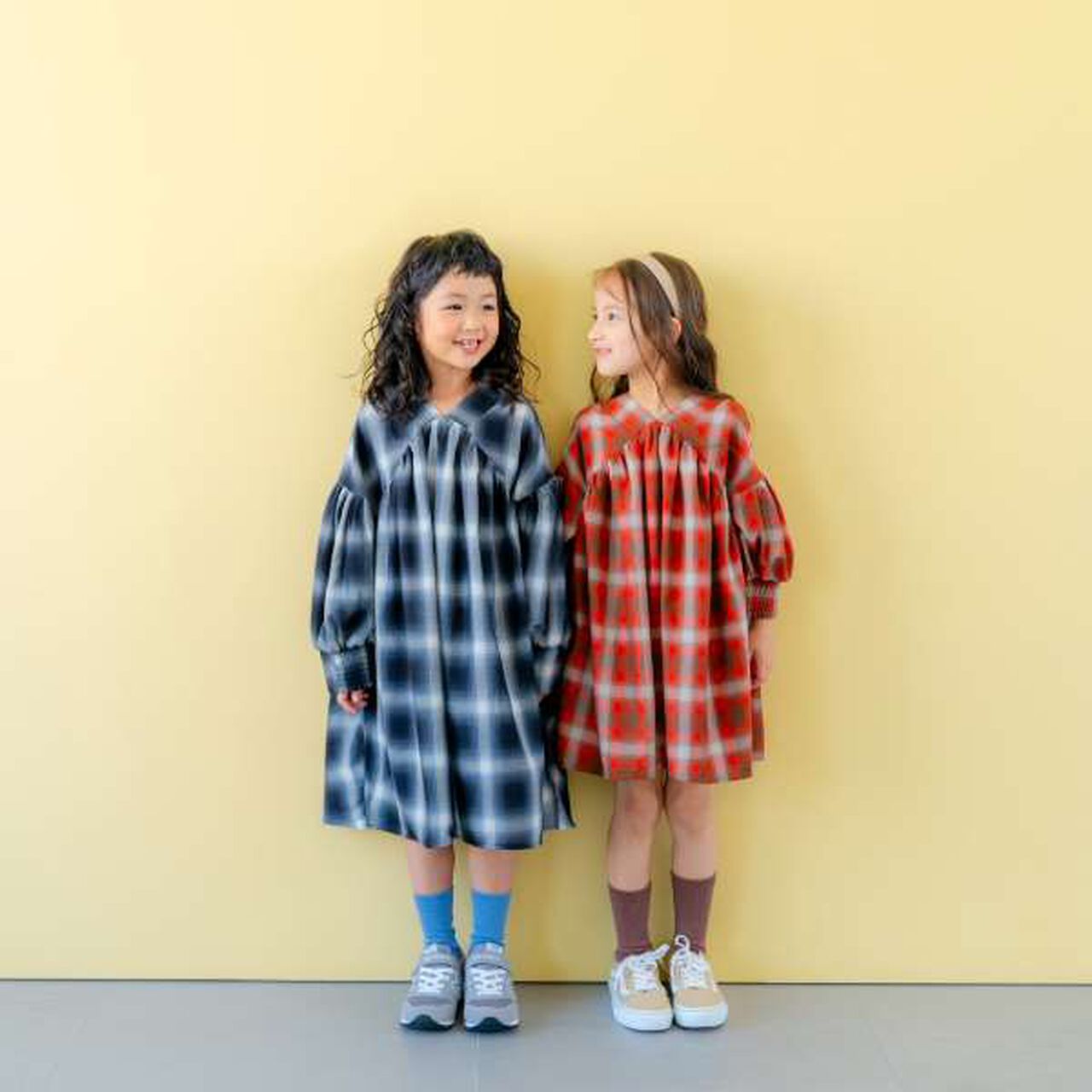 [Link] Ombre Check Volume Mini Dress,Black, large image number 19