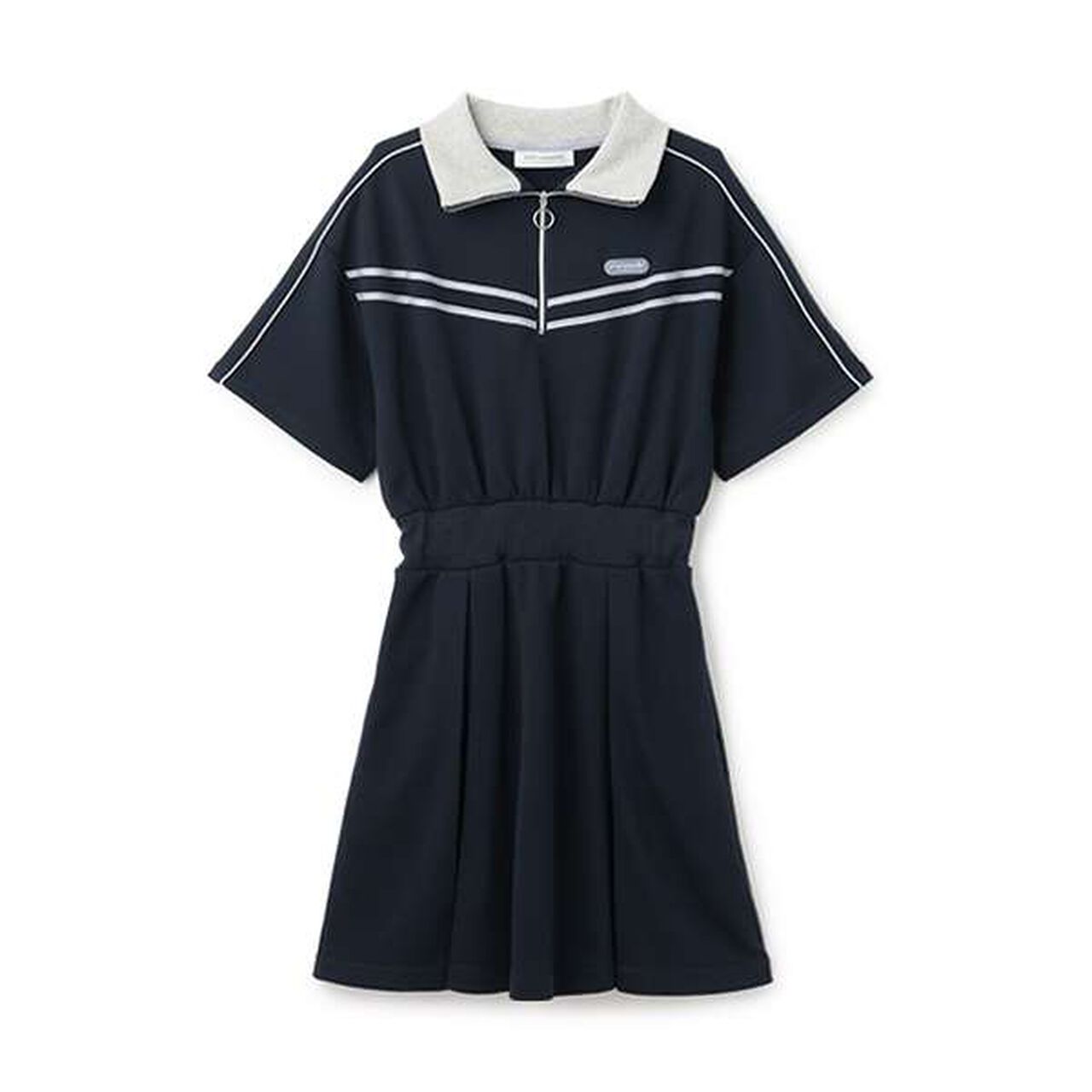 Half ZIP Cut One-Piece Dress,Blue, large image number 4