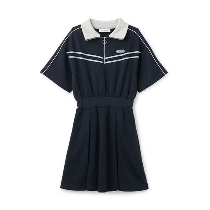 Half ZIP Cut One-Piece Dress,Blue, medium image number 4