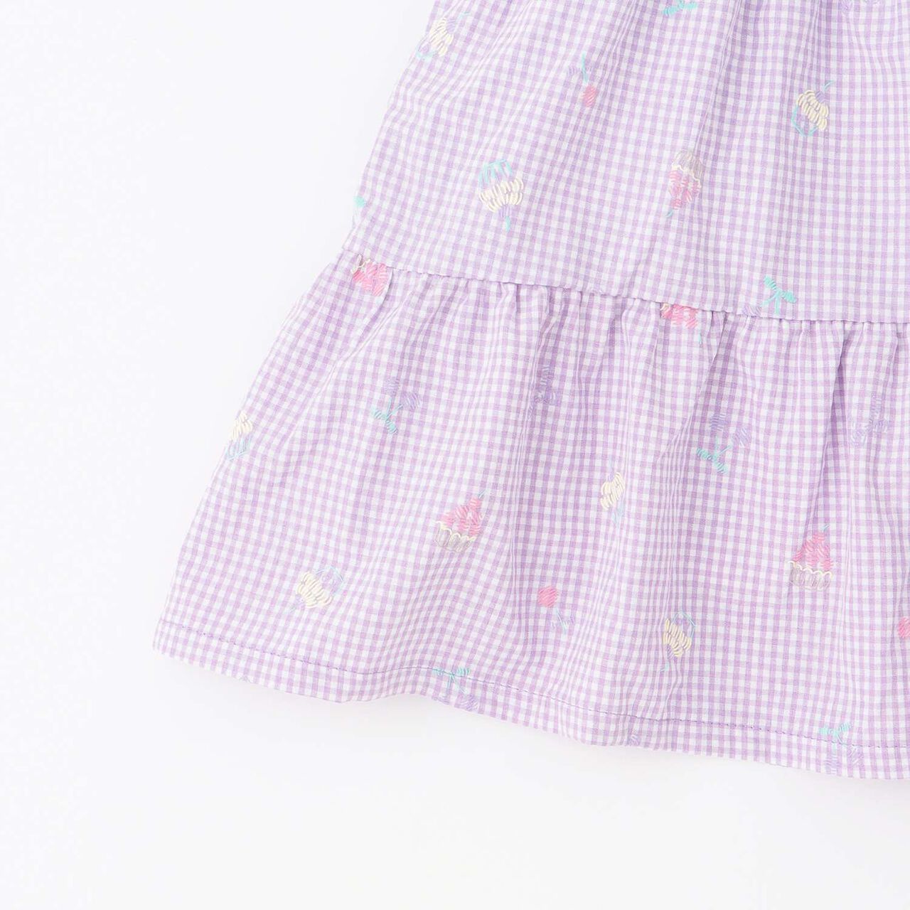 Pre-Dyed Check Foam Print Tiered One-Piece,Lavender, large image number 4