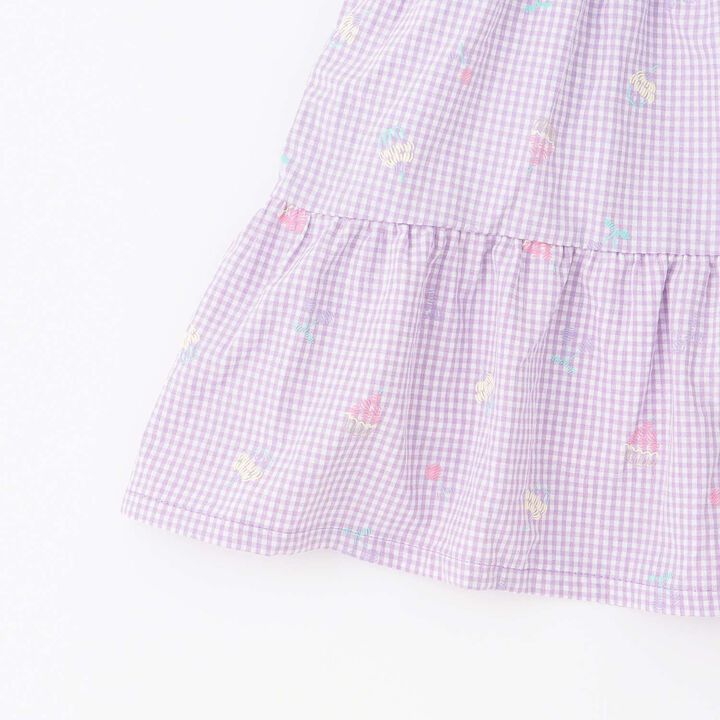 Pre-Dyed Check Foam Print Tiered One-Piece,Lavender, medium image number 4