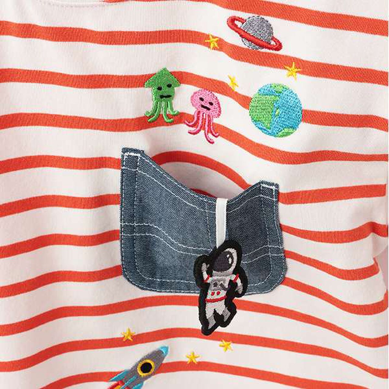 Alien Stripe Short Sleeve T-Shirt from Pocket,Off white, large image number 11