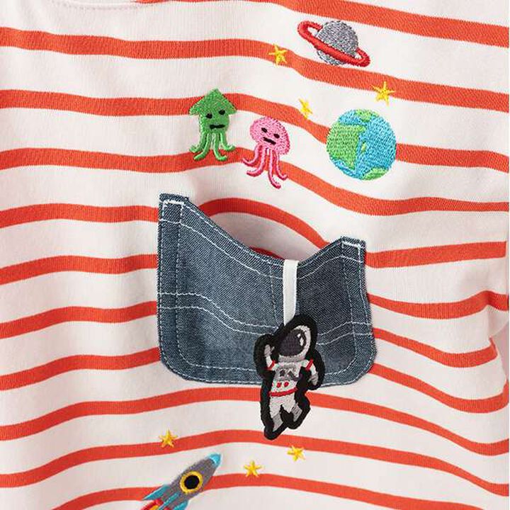 Alien Stripe Short Sleeve T-Shirt from Pocket,Off white, medium image number 11