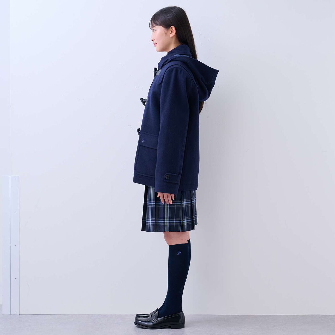[Graduation Attire] Lightweight Quilted Lining Mid-Length Duffle Coat,Navy, large image number 22