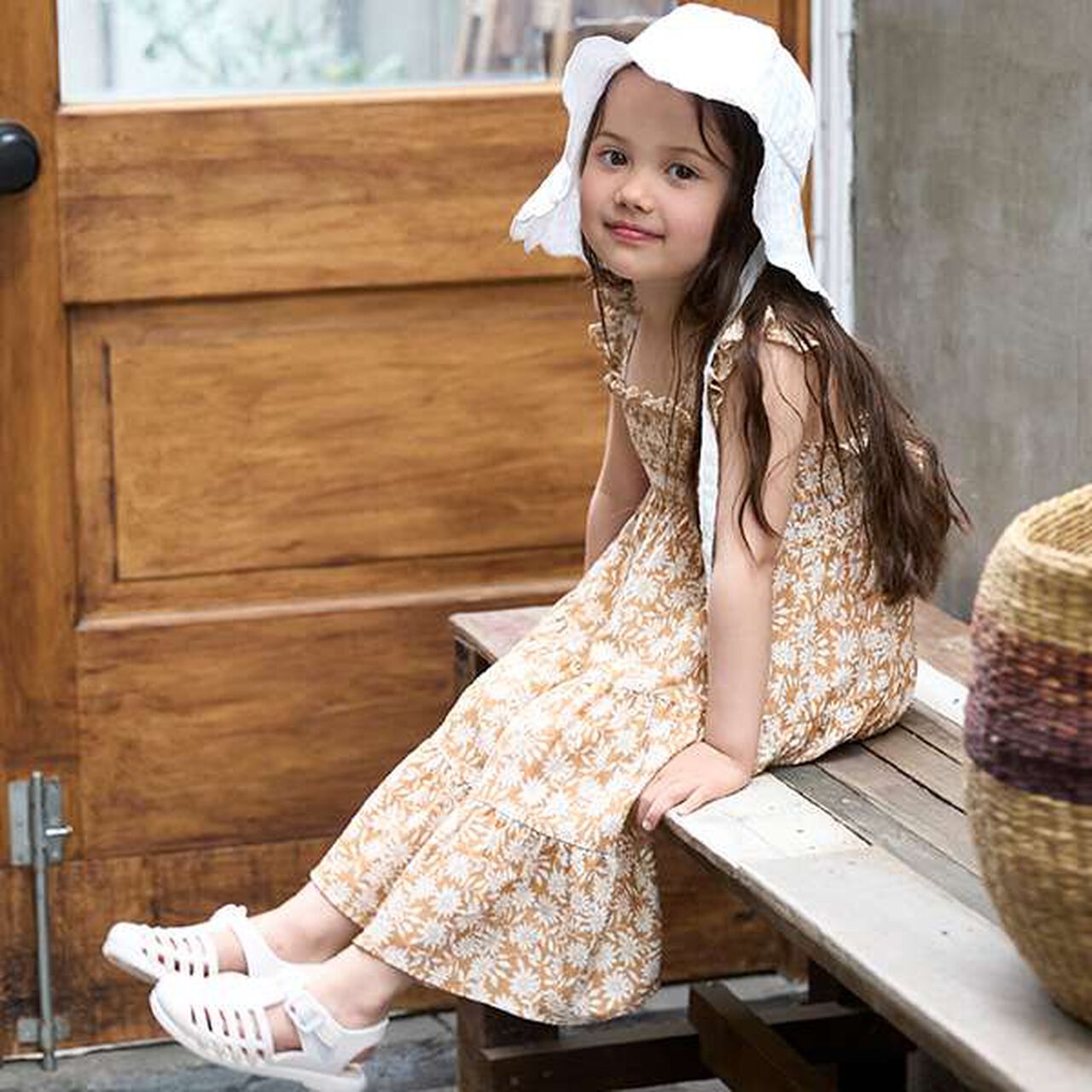 [Link] All-Over Pattern Shirred One-Piece Dress (Kids Size),Light beige, large image number 7