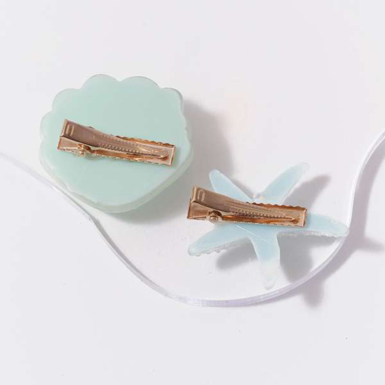 [Restock] Pearl-Accented Sparkling Shell Hair Clip 2-Piece Set,Lemon yellow, large image number 3