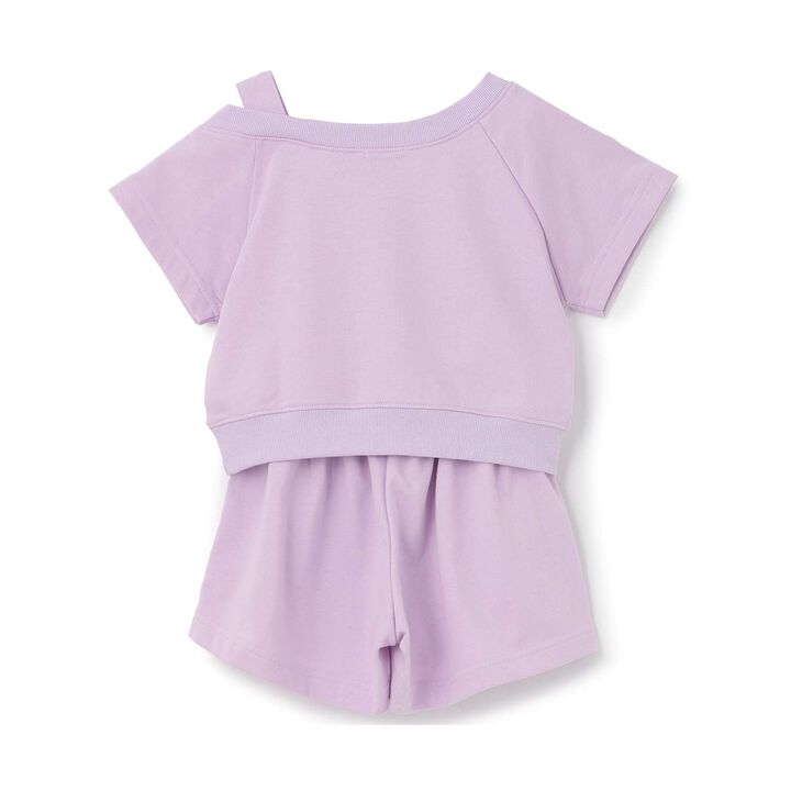 Rhinestone Logo One-Shoulder T-Shirt Outfit Set,Lavender, medium image number 12