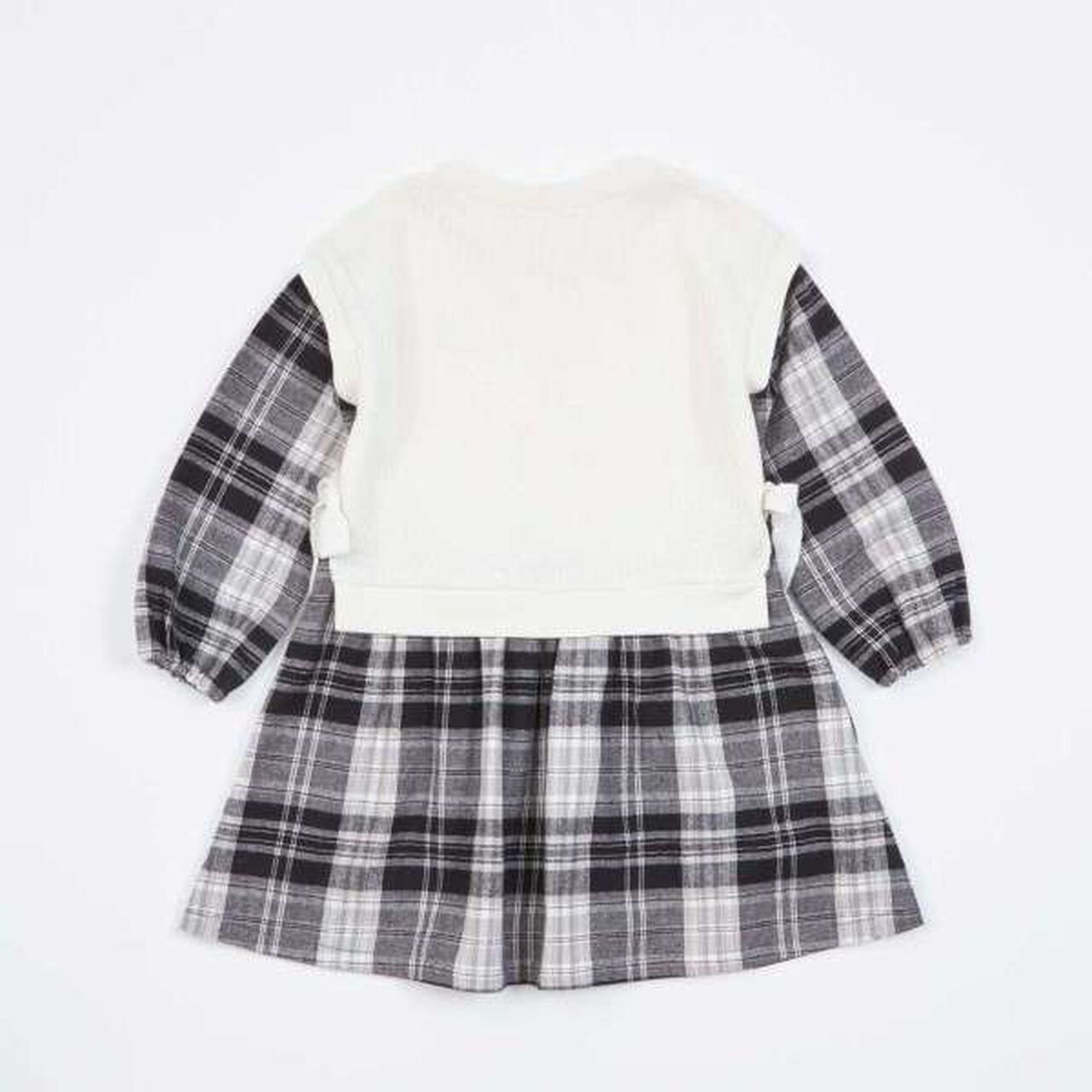 KP Layered Check One-Piece Dress [90-160],Black, large image number 10