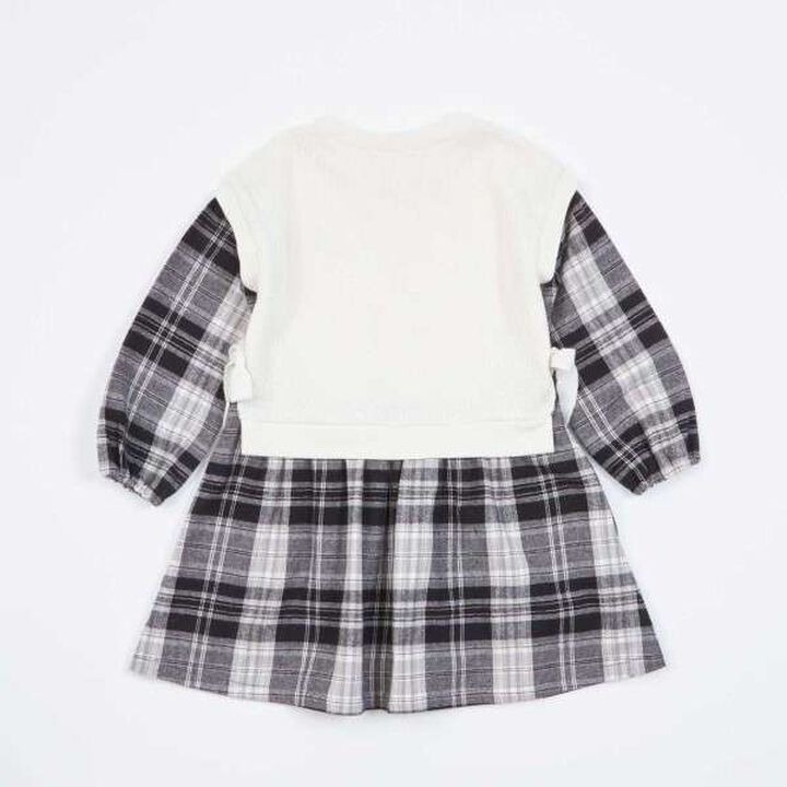 KP Layered Check One-Piece Dress [90-160],Black, medium image number 10