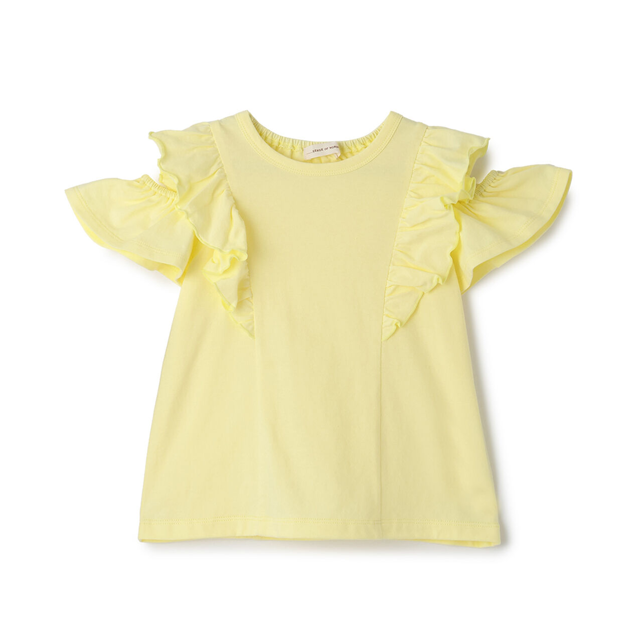 Off-Shoulder Frill T-Shirt [Cool Touch],Lemon yellow, large image number 0