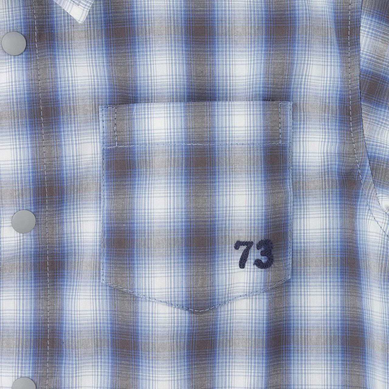 Ombre Checkered Short-Sleeve Shirt,Khaki, large image number 4