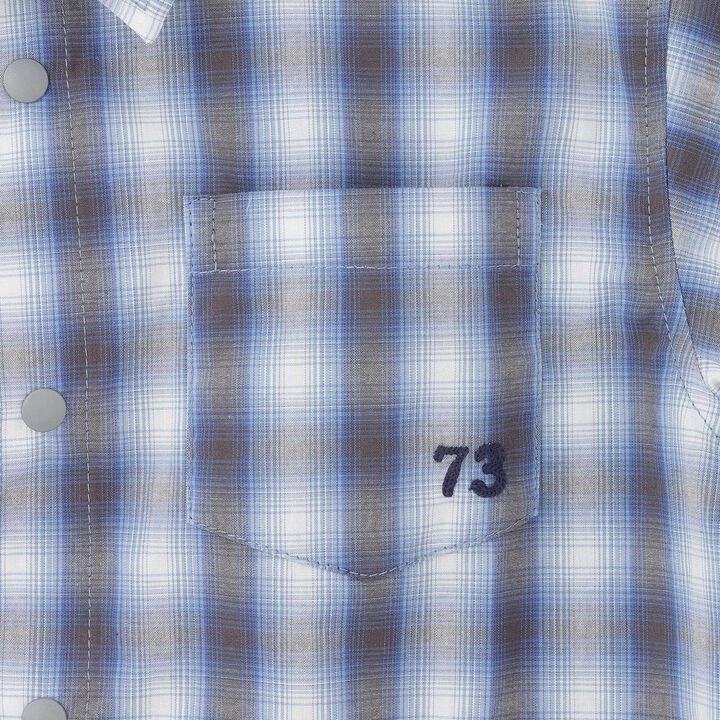 Ombre Checkered Short-Sleeve Shirt,Khaki, medium image number 4