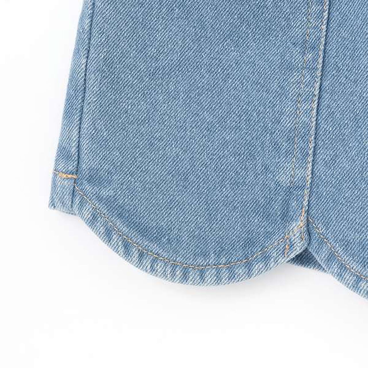 Stretch Denim Scallop Trim Skirt with Shorts,Sax blue, large image number 7