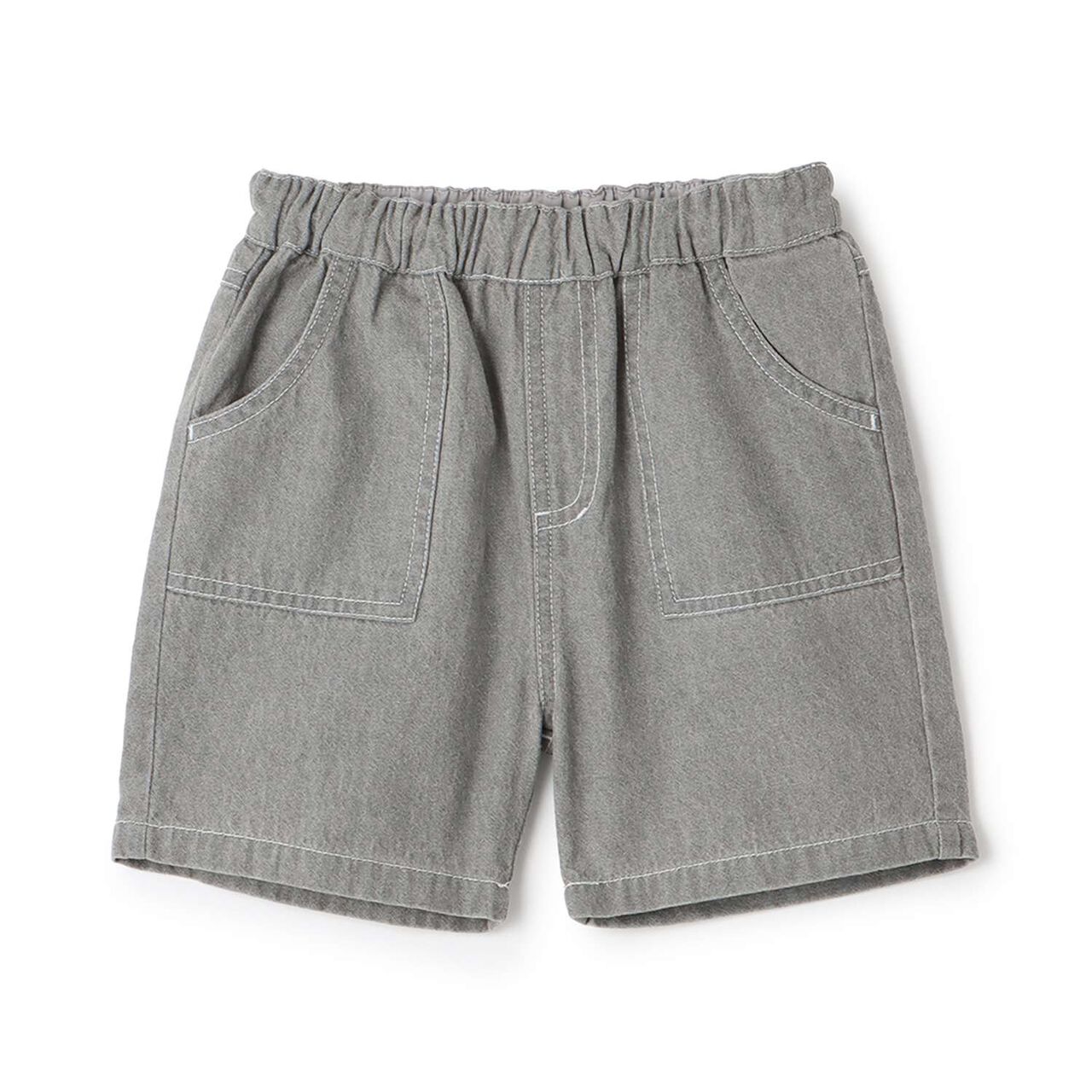 [Cool Touch] Bleached Denim Half Pants,Light gray, large image number 0