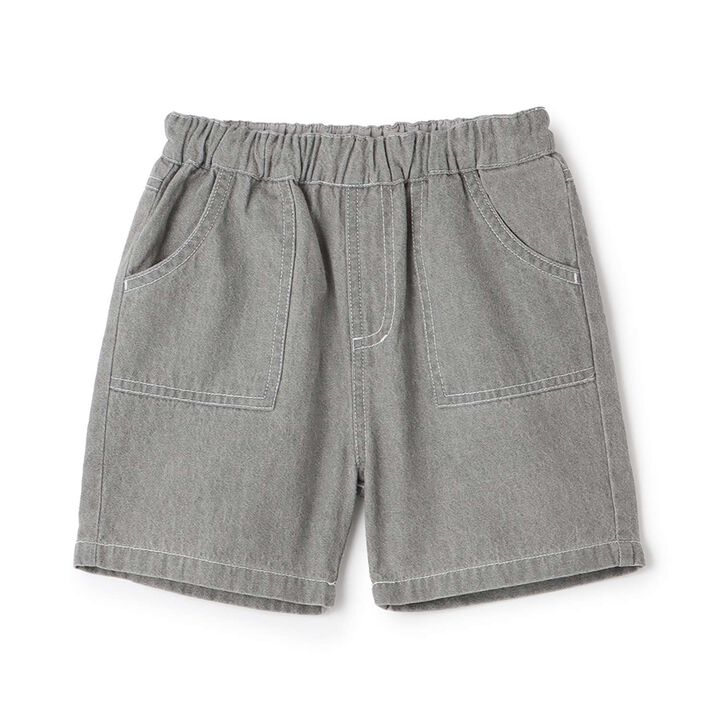 [Cool Touch] Bleached Denim Half Pants,Light gray, medium image number 0