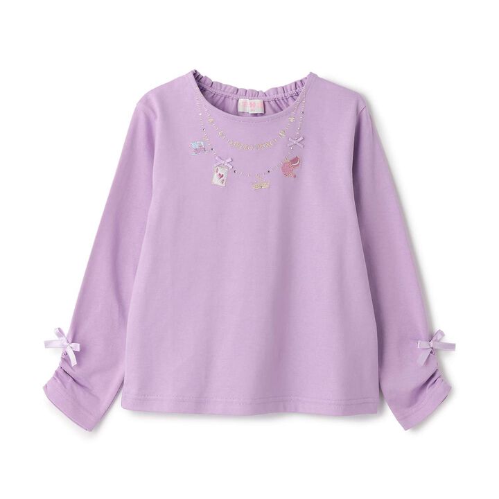 Alice Necklace Embroidery Long-Sleeve T-Shirt,Lavender, medium image number 0