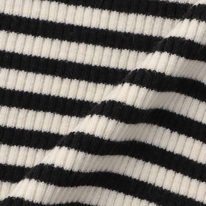 Stripe Pattern Rib Knitwear,Off white, medium image number 5
