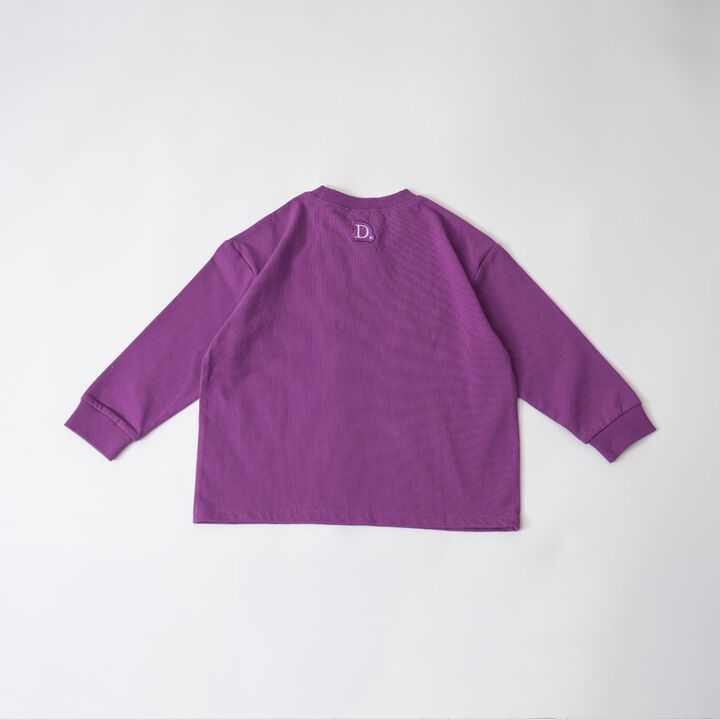 [USA Cotton] Chain Stitch Logo Wide Long Sleeve T-Shirt,Black, medium image number 11