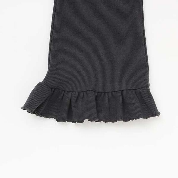 Anti-Stain Hem Frill Ribbed Pants,Charcoal gray, medium image number 2