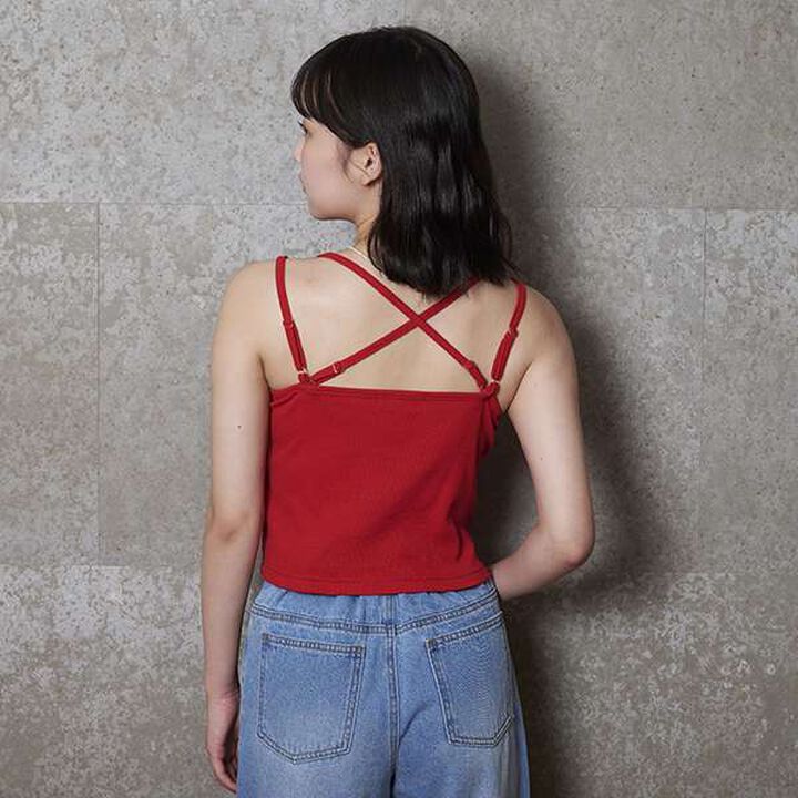Cup-Style Black Cross Camisole,Red, medium image number 5