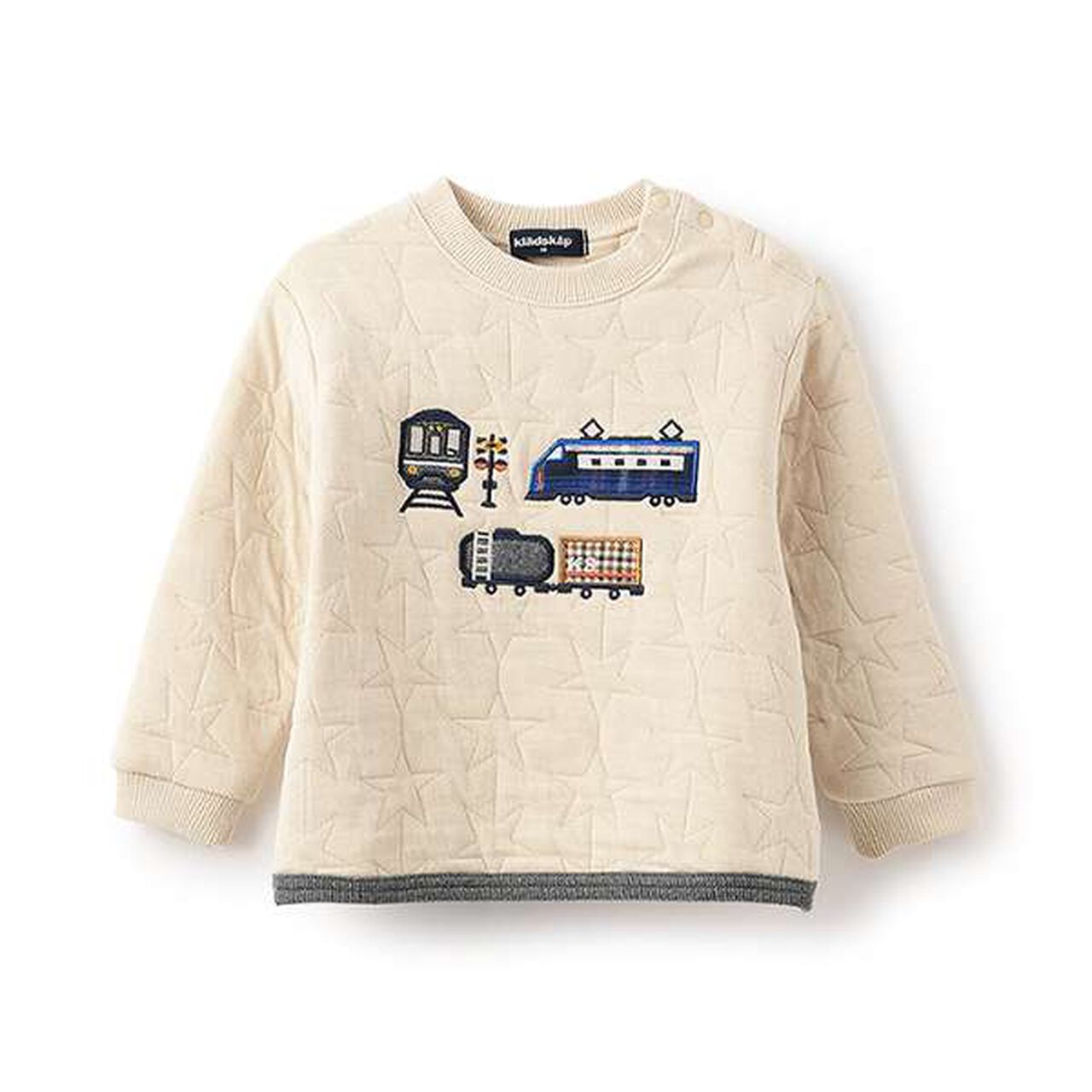 Train Appliqu&eacute; Star Quilted Sweatshirt,Light beige, large image number 2