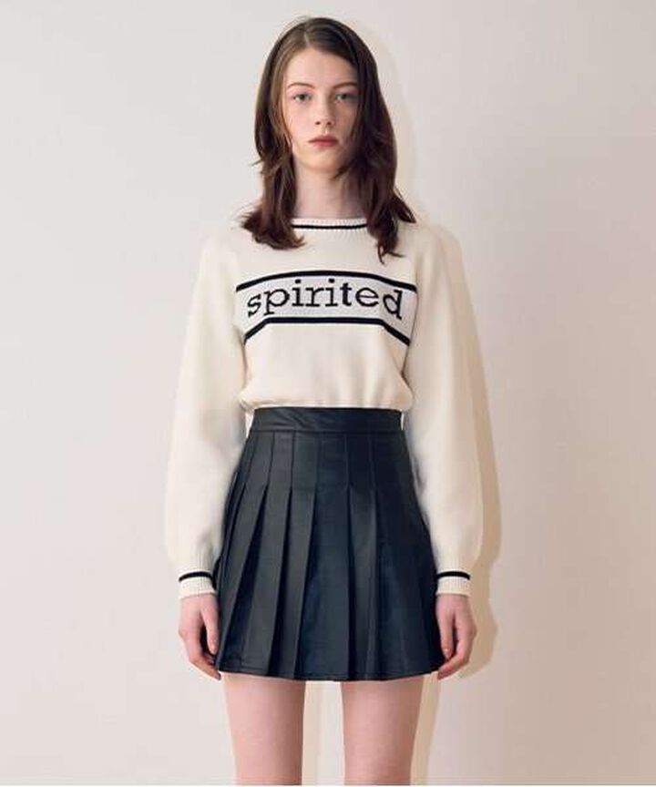 Faux Leather Pleated Skirt,Ivory, medium image number 21