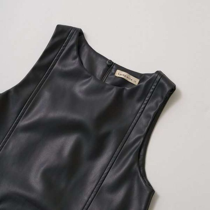 Soft Faux Leather Jumper Skirt,Black, medium image number 10