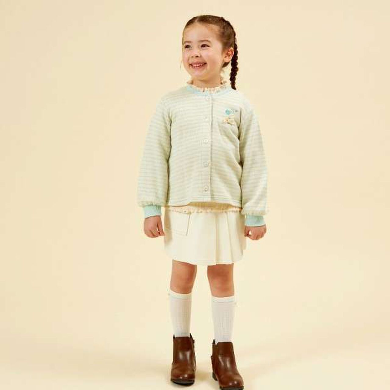 KP Knit Twill Pleated Wrap Pants [100-140],Black, large image number 4