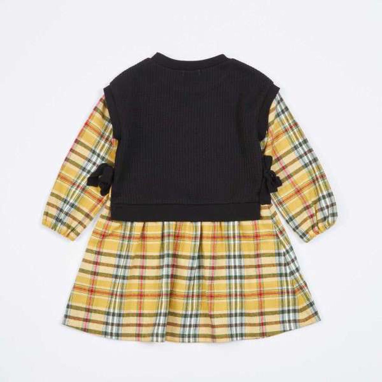 KP Layered Check One-Piece Dress [90-160],Black, large image number 1