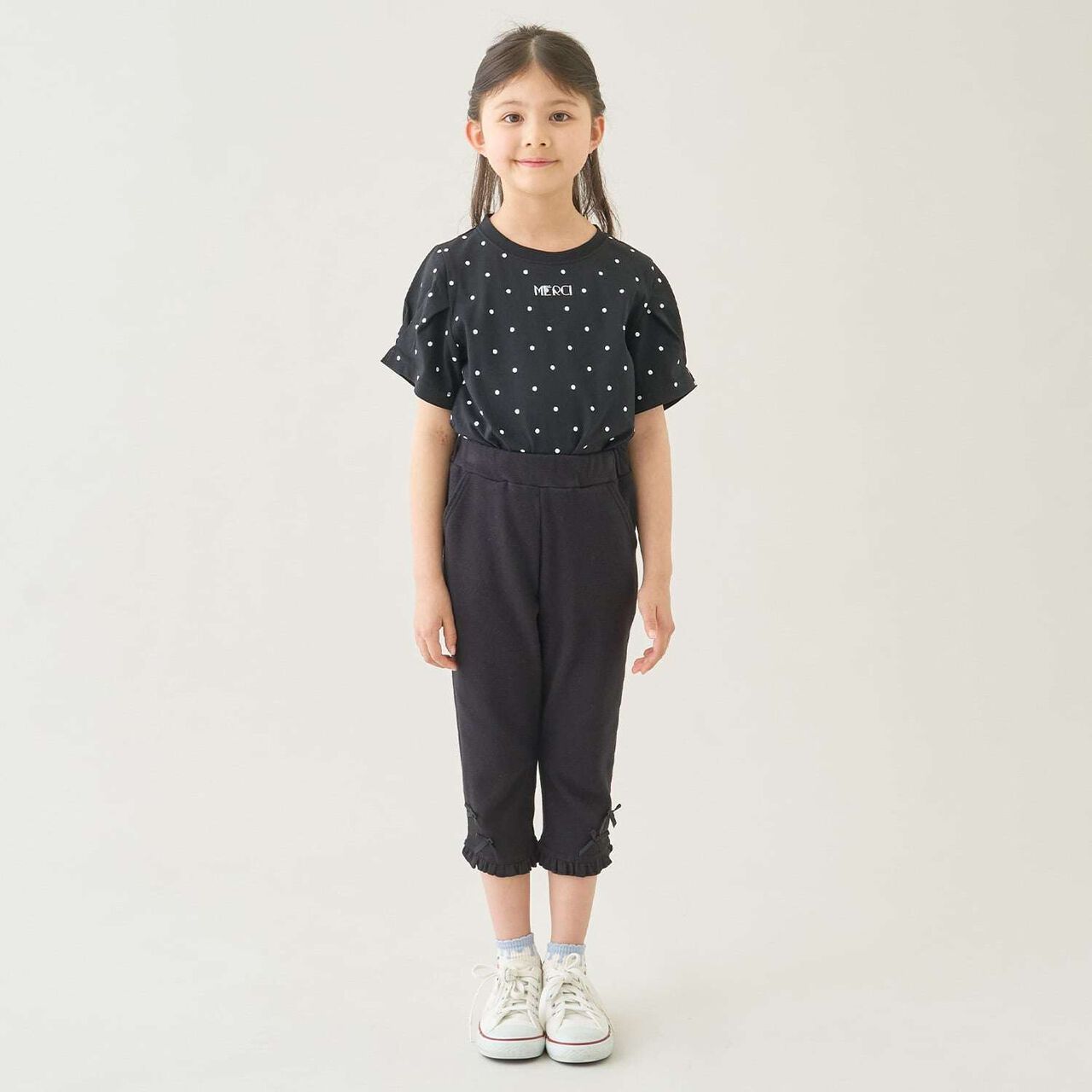 [Tomo Pants] Stain Resistant UV Cool Touch Round-Hem Frill 3/4 Capri Pants for Girls,Salmon pink, large image number 24