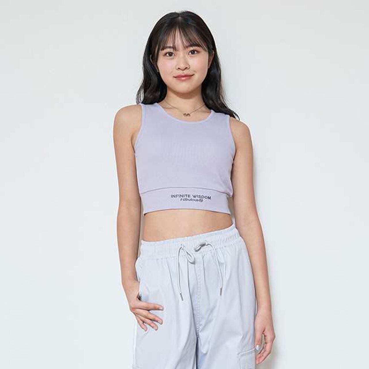 [LTXC] Quick-Dry Black Cropped Tank Top,Lavender, large image number 7