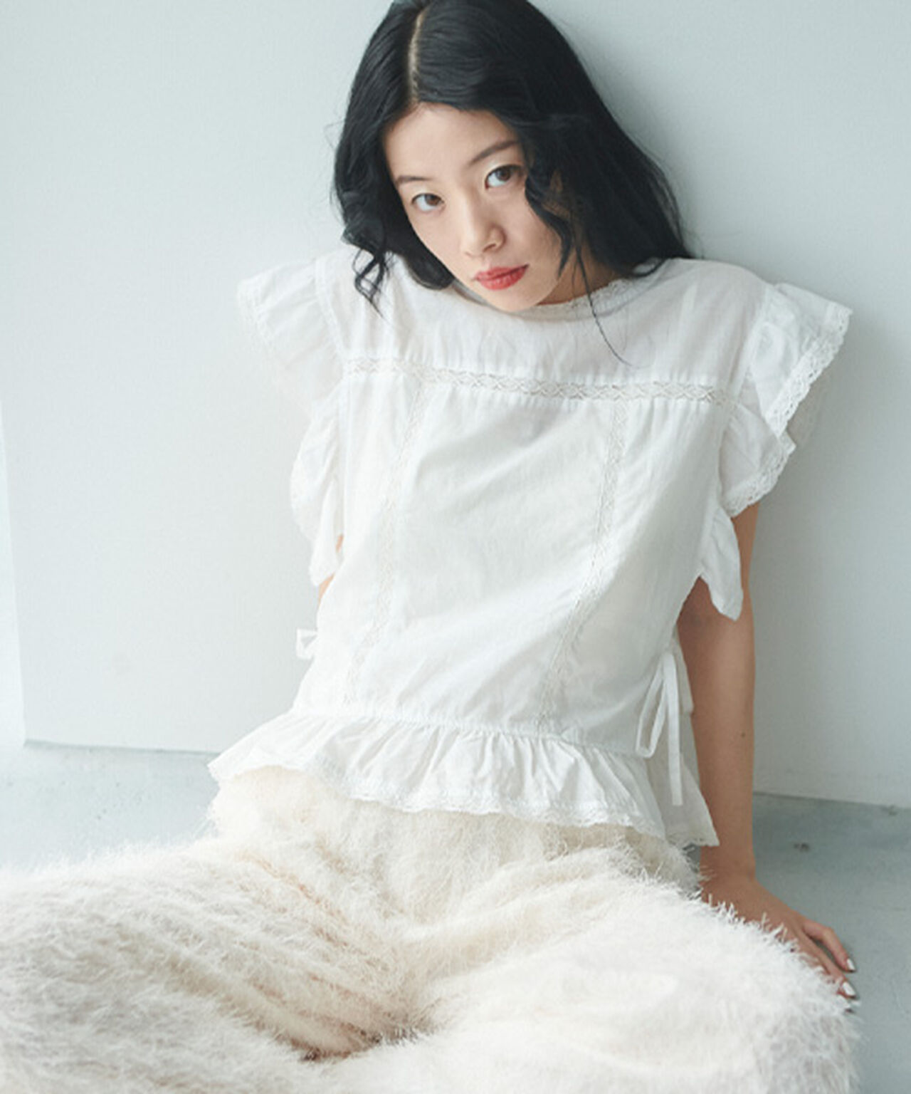 Cotton Lace Blouse,Off white, large image number 0