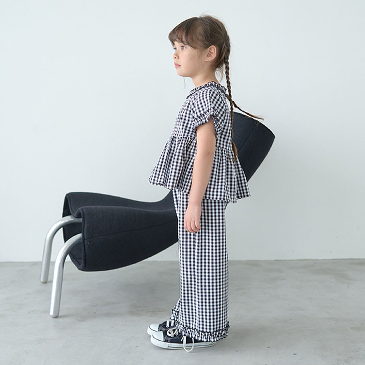 Frill Blouse & Frill Wide Pants Outfit Set,Black, large image number 10