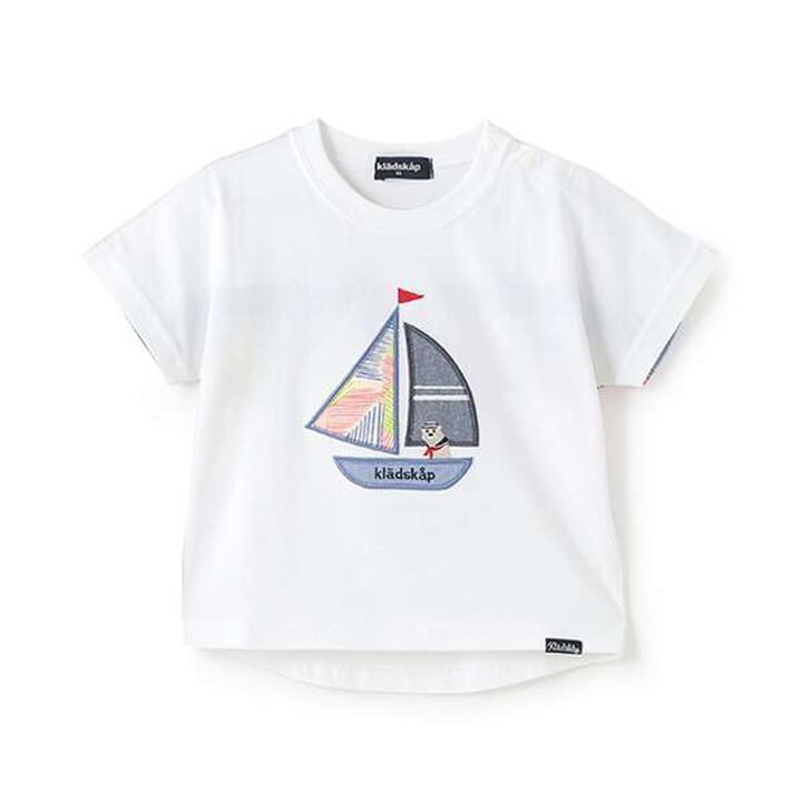 Yacht Appliqué Short Sleeve T-Shirt,Blue, medium image number 11