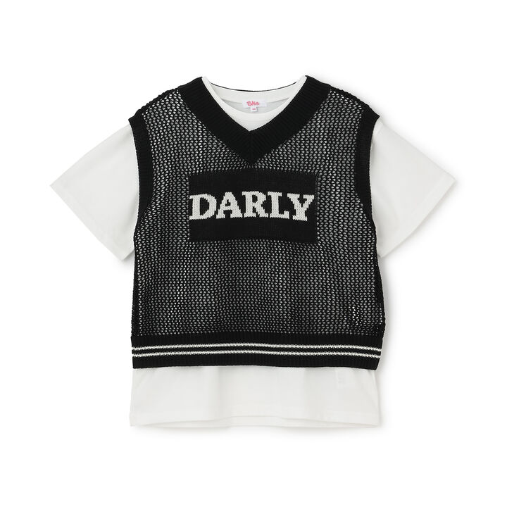 Washable Mesh Knit Vest + Short Sleeve T-Shirt,Sax blue, medium image number 16