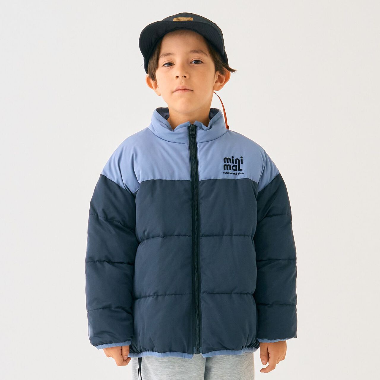 Color-Blocked Padded Blouson,Black, large image number 0