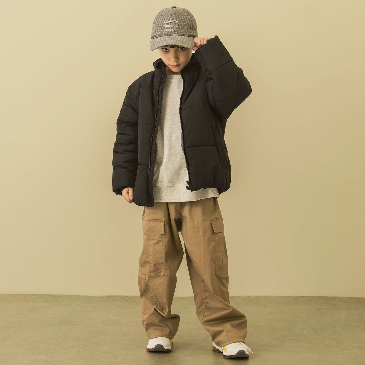 [D Select] Checkered Logo Embroidery Cap,Navy, large image number 4