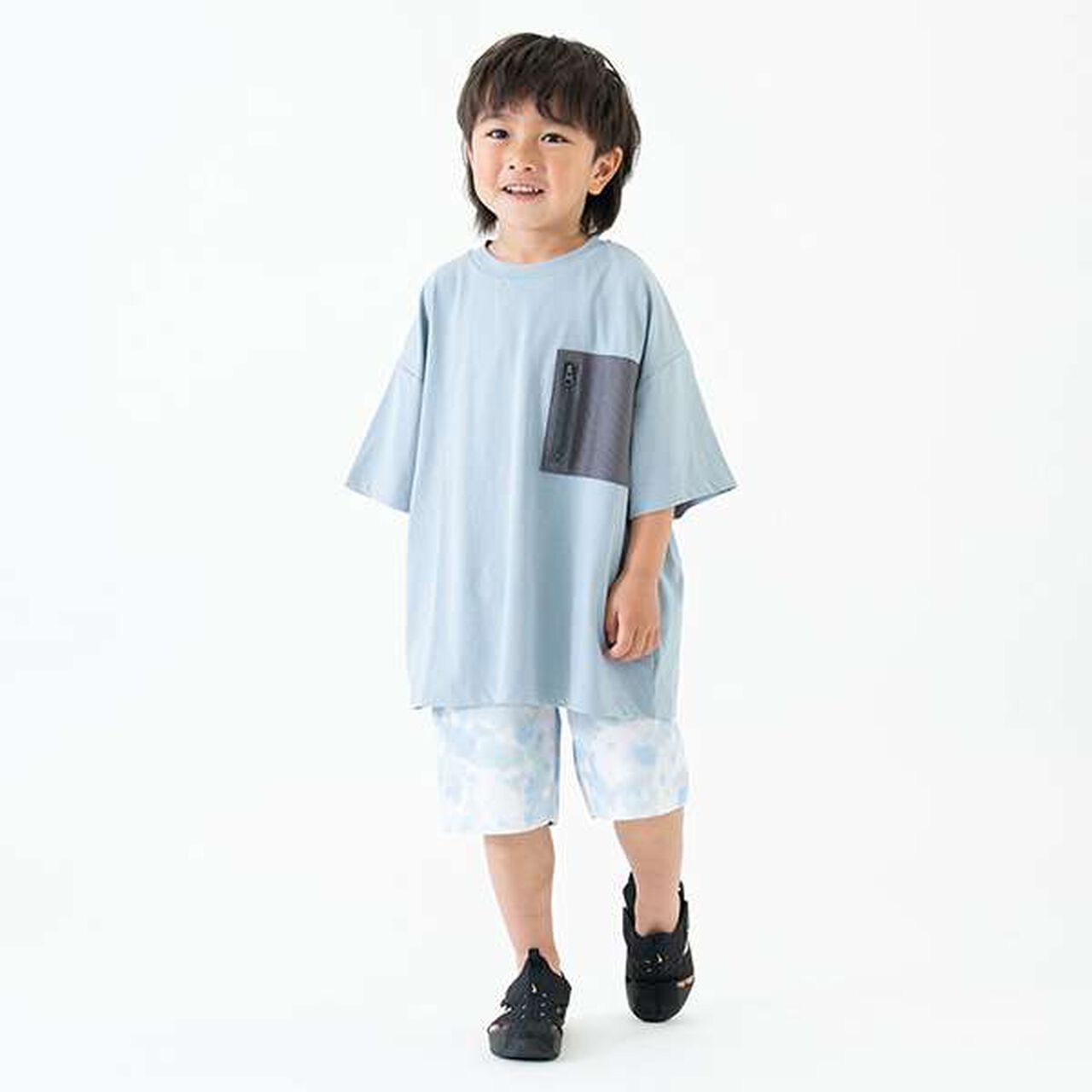 [Amphibious] Mesh Pocket Big Half T-Shirt,Charcoal gray, large image number 5